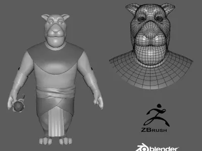 Cartoon Lion- base mesh Low-poly 3D model