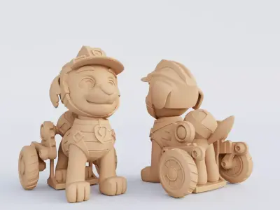 3D Printable Paw Patrol Figurine Set STL Format 3D print model