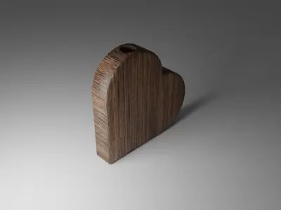 Wooden Heart Vase Low-poly 3D model