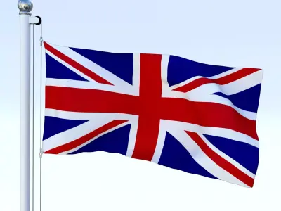 Anmated Great Britain Flag Low-poly 3D model