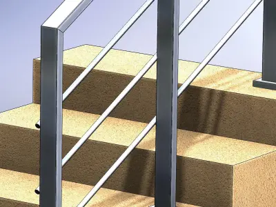 Fence in stainless steel 3D model
