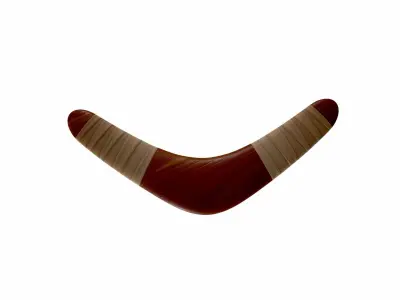 Boomerang wooden spoon with stripes Low-poly 3D model