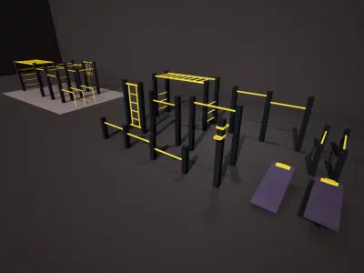 Low Poly Calisthenics Park - Optimized Game Assets 3D model