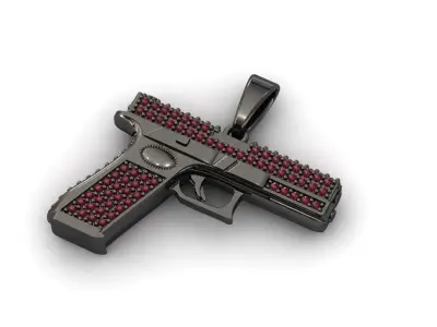 Pistol Pendant Silver Gold Platinum Luxury Jewelry 3DM STL  3D print model