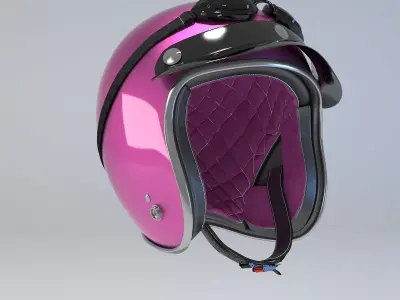 PINK Retro Motorcycle Helmet 3D model