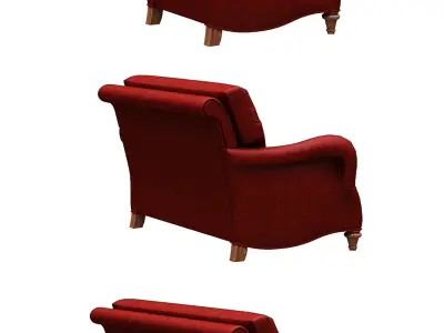 Classical Armchair set Low-poly 3D model
