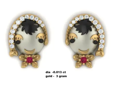 Women Diamond Earring 3D print model