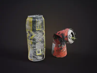 Damaged energy drinks Low-poly 3D model