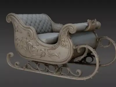 Christmas Sleigh 3D Model Elegant Holiday Sleigh 3D model