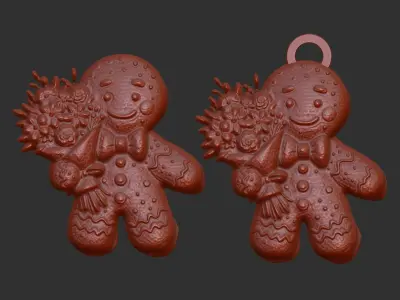 ginger cookie with flowers 5  3D print model