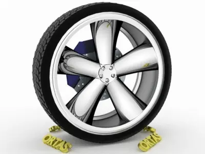 ORTAS CAR WHEEL RIM 91 GAME READY WHEEL RIM TIRE 3D model