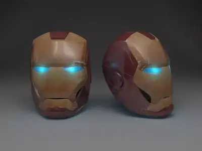 Ironman two iron man masks Low-poly 3D model