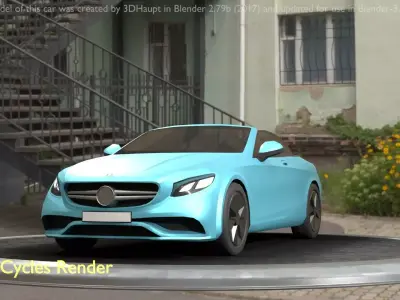 City Car 60 Top-Class Cabrio Open Type-A Blue Low-poly 3D model