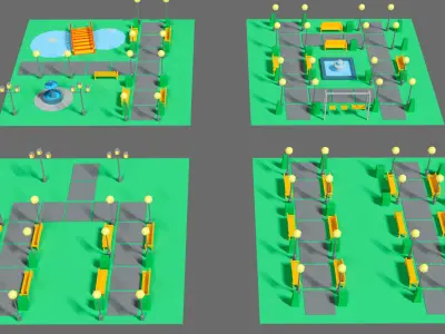 Props for the city Low-poly 3D model