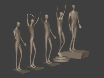 Abstract Man Figurine Pack Low-poly 3D model