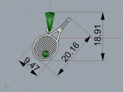 Tennis racquet pendant  3D print model