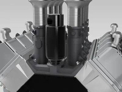 Vintage HEMI Hilborn Stacked Injection version Engine 3D print model