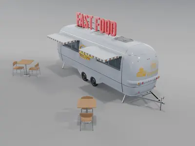 Wite Fast Food Trailer 3D model