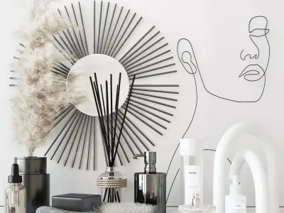 Bathroom set with face sculpture 3D model