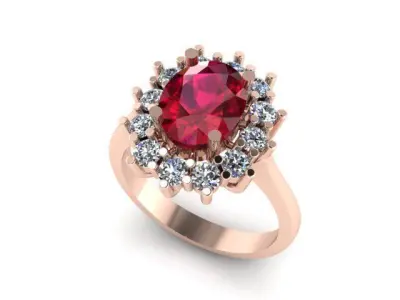 Ruby And Diamonds Ring  3D print model
