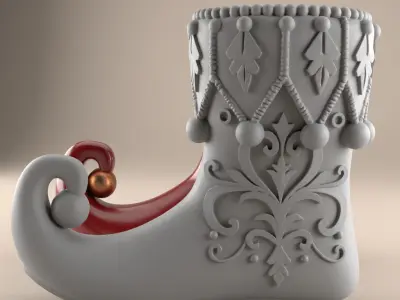 Elf Boot Planter urn candy container candle holder 3D print model
