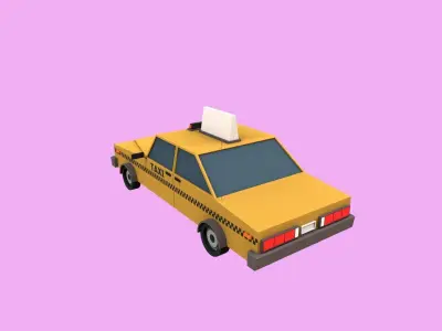 Lowpoly Taxi  Low-poly 3D model