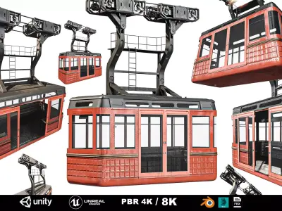 Cable Car Low-poly 3D model