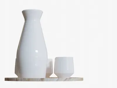 Cherry Sake Set Low-poly 3D model