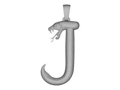 High Detail Snake Letter J Pendant Sculpted Resin 3D Print Model 3D print model