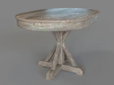 Gerald Pine Oval Dining Table Hand Distressed Brown 3D model