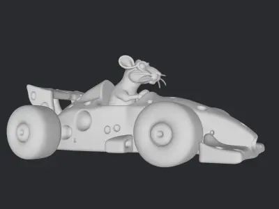 cheese f1 car and mouse 3D print model