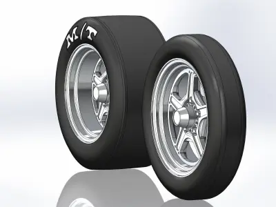 Set of wheels Billet Street Lite for scale model of dragster 3D print model