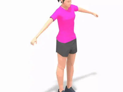 sitting leg raises Exercise Woman Animation Low-poly 3D model