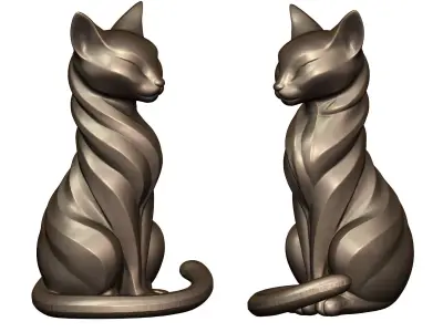 Serenity Gemstone Cat Sculpture 3D print model