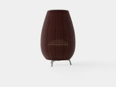 Rattan Dark Lamp Low-poly 3D model
