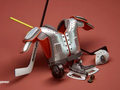 Sports equipment - balls and outfit Low-poly 3D model