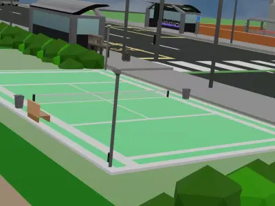 stylized low poly tennis court Free low-poly 3D model