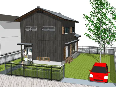 Nobility-History-Castle-Villa-09 house with car 3D model