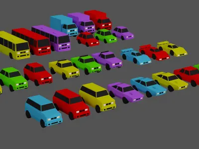 Casual Vehicles Pack - Set of 29 Vehicles  Low-poly 3D model