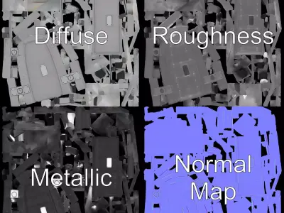 Concrete Clock Tower model pack Low-poly 3D model