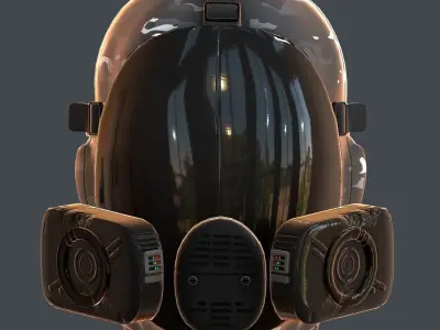 Gas mask helmet 3d model scifi Low-poly  Low-poly 3D model