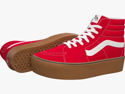 Vans Sk8-Hi Platform Red Gumsole 3D model