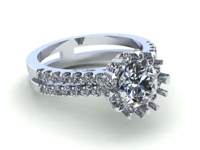 Tow Row Pav Wedding Ring 397 3D print model