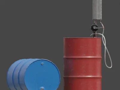 Vintage gasoline pump is a manual style 3D model