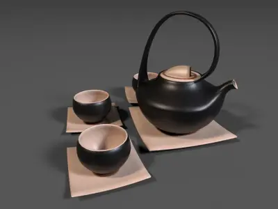 Oriental Tea Sets Low-poly 3D model