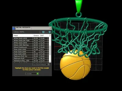 Basketball Hoop Ball Pendant 1128 3D print model