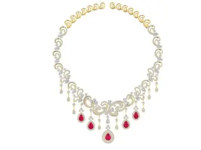 Luxury Ornate Drop Gemstone Necklace Design  2193 3D print model