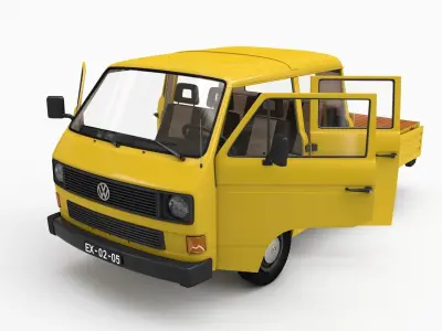 Volkswagen Transporter T3 Pickup Double Cab 1980 3D model