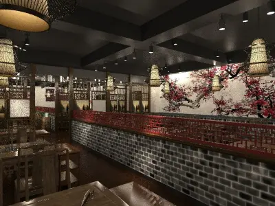 Chinese interior room design 3D model
