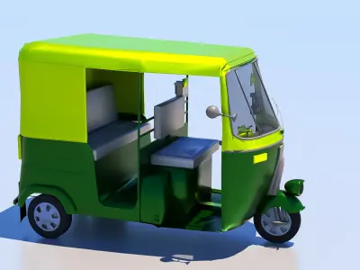 high poly Tuk Tuk auto Rickshaw Driver 3D Low-poly 3D model